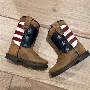 Children’s Brown and Blue Star Striped Cowboy Boots
